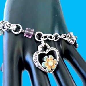 Brighton Bloom From Within Charm Bracelet Silver plated flowers.  Really unique